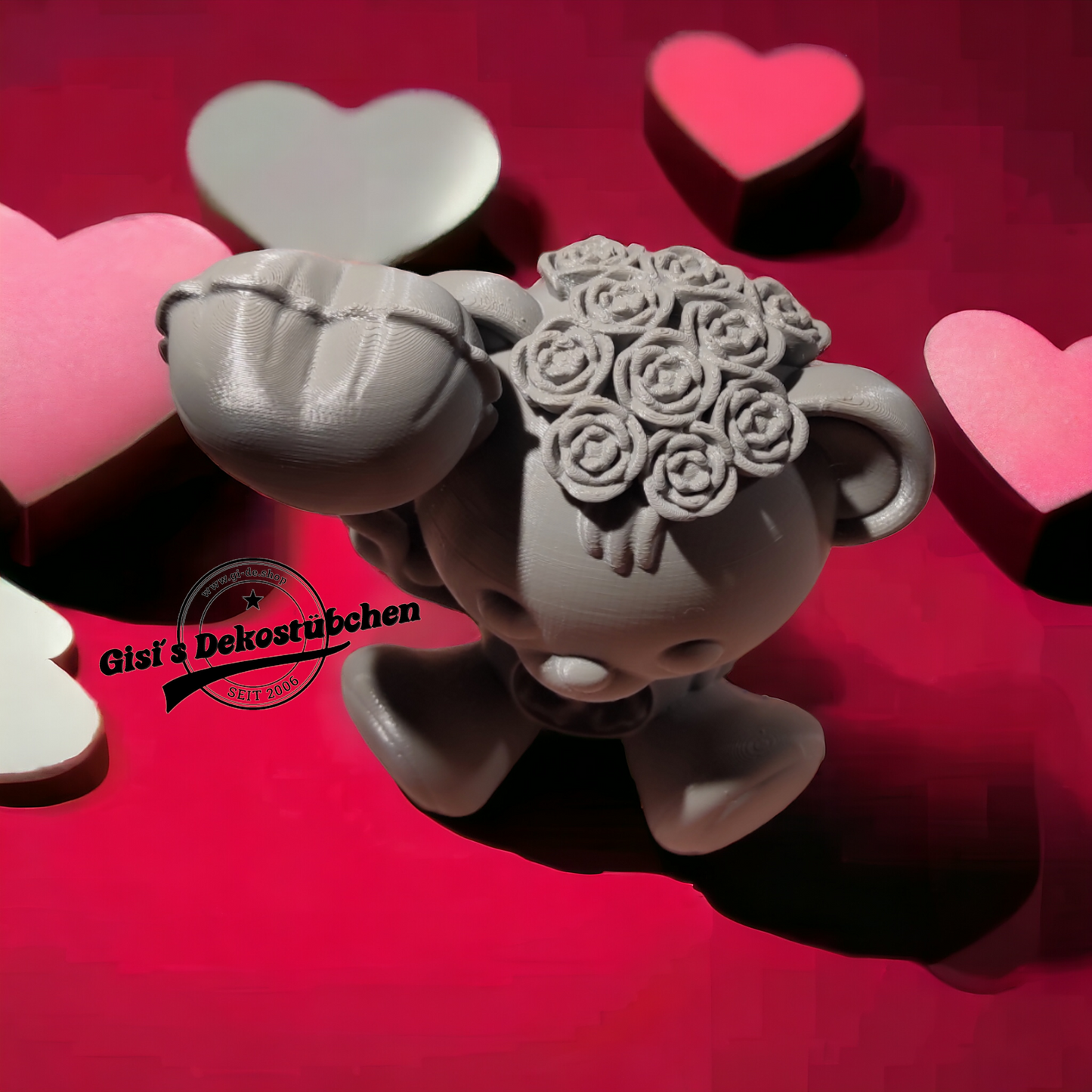 3D Gedruckt - verliebter Teddybär Statue - Design by Koza Design