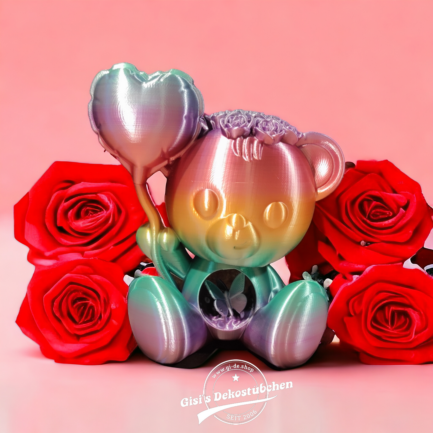 3D Gedruckt - verliebter Teddybär Statue - Design by Koza Design