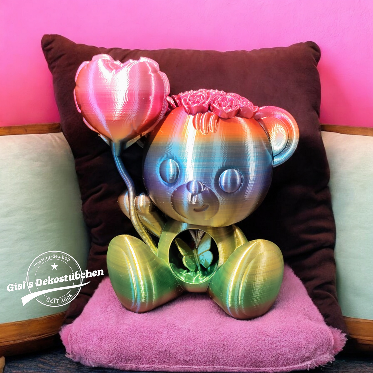 3D Gedruckt - verliebter Teddybär Statue - Design by Koza Design