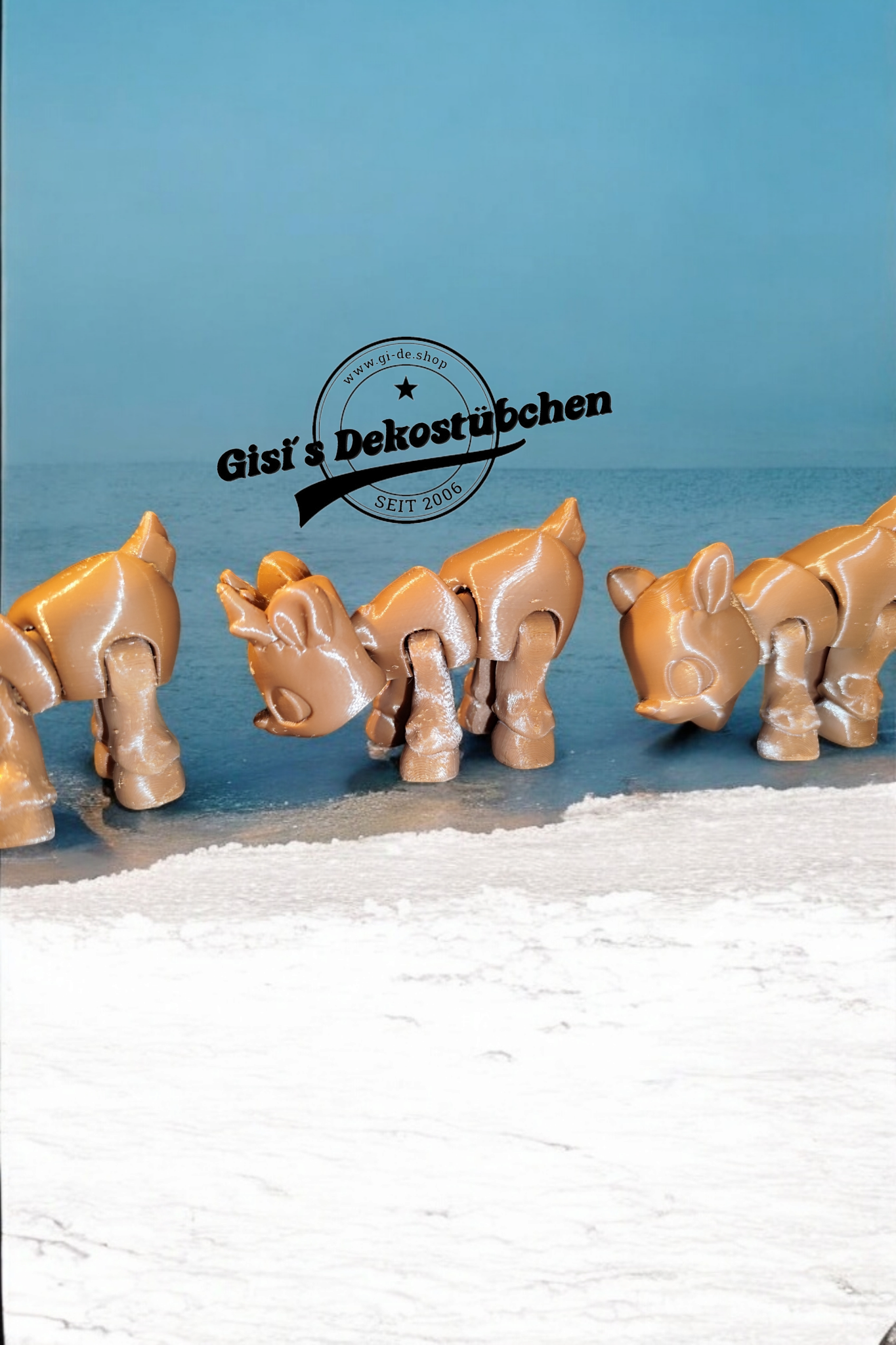 3D Rentierschlitten Tier Weihnachtsfigur