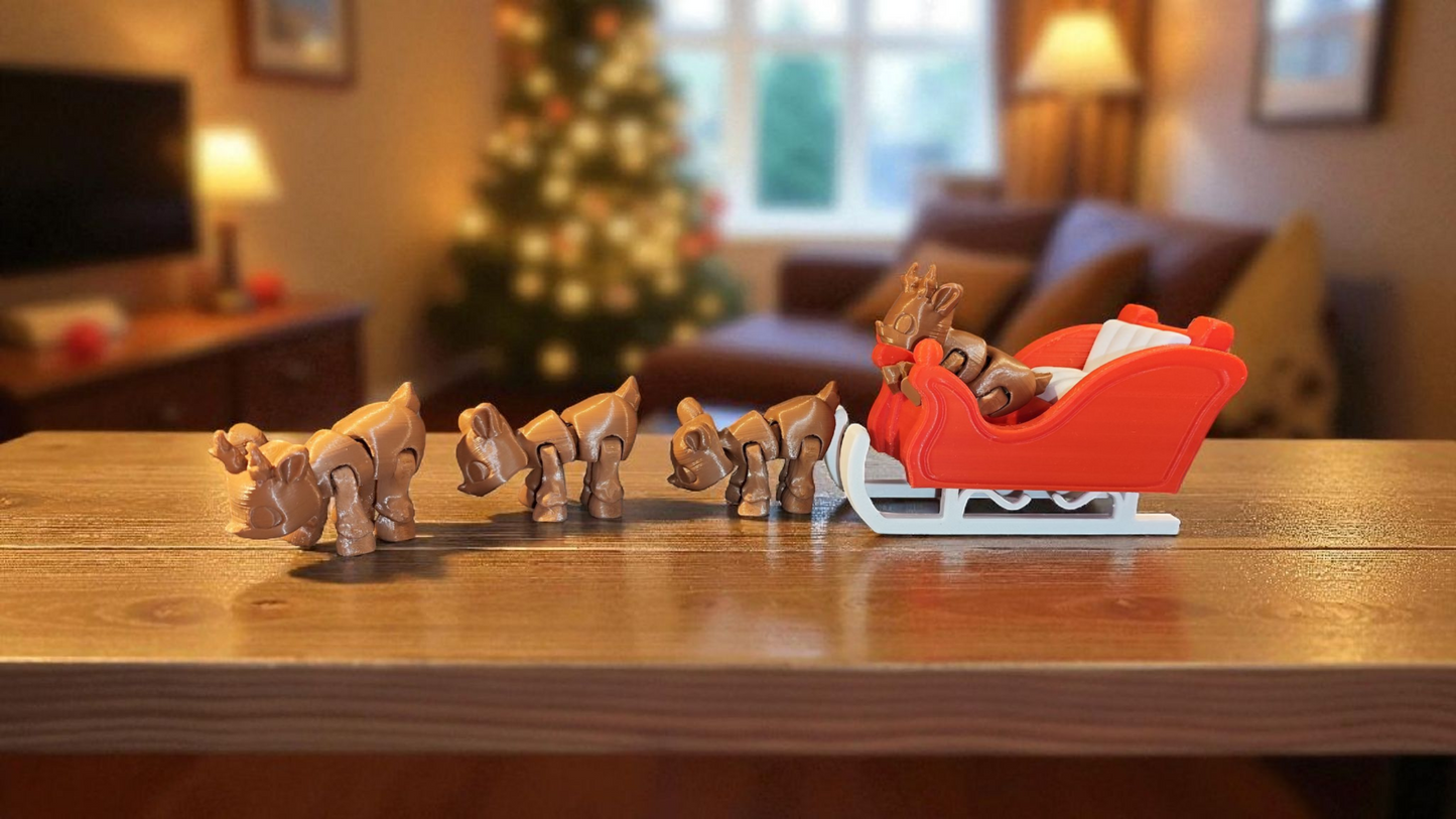 3D Rentierschlitten Tier Weihnachtsfigur