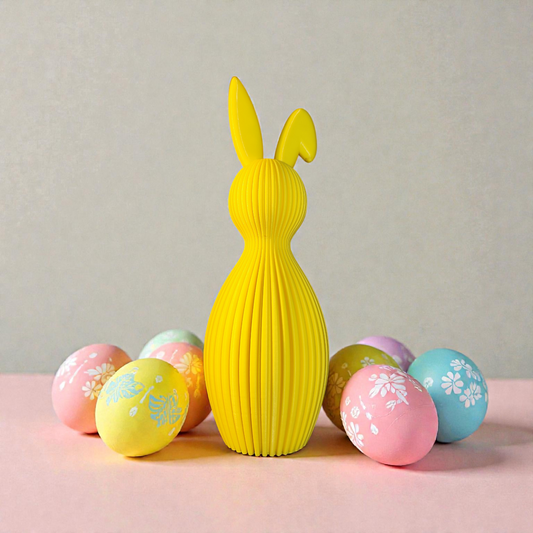 Rillen Hase 3D Druck Knickohr - Elegante Deko Wunschfarbe Ostern PLA 21cm