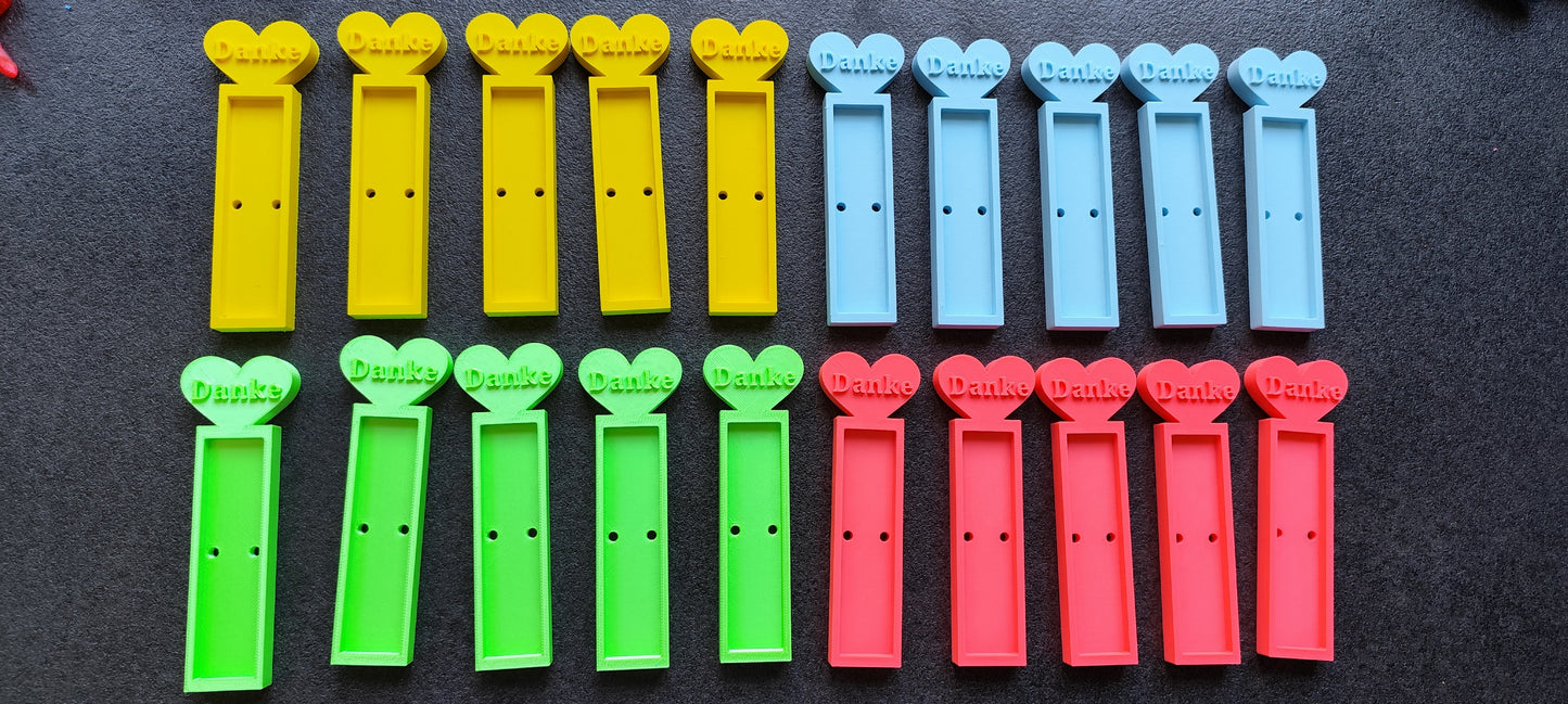 3D gedruckter Schokoriegelhalter „Danke“ mit Herz – Geschenkidee