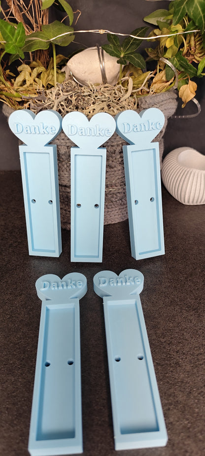 3D gedruckter Schokoriegelhalter „Danke“ mit Herz – Geschenkidee