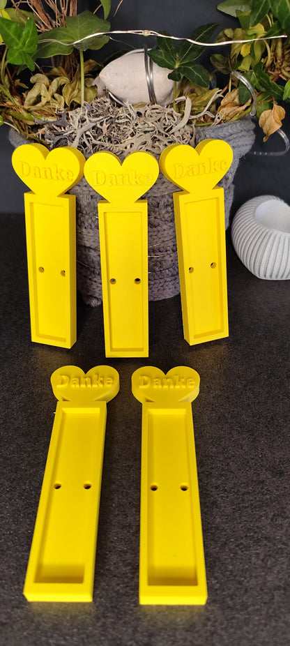 3D gedruckter Schokoriegelhalter „Danke“ mit Herz – Geschenkidee
