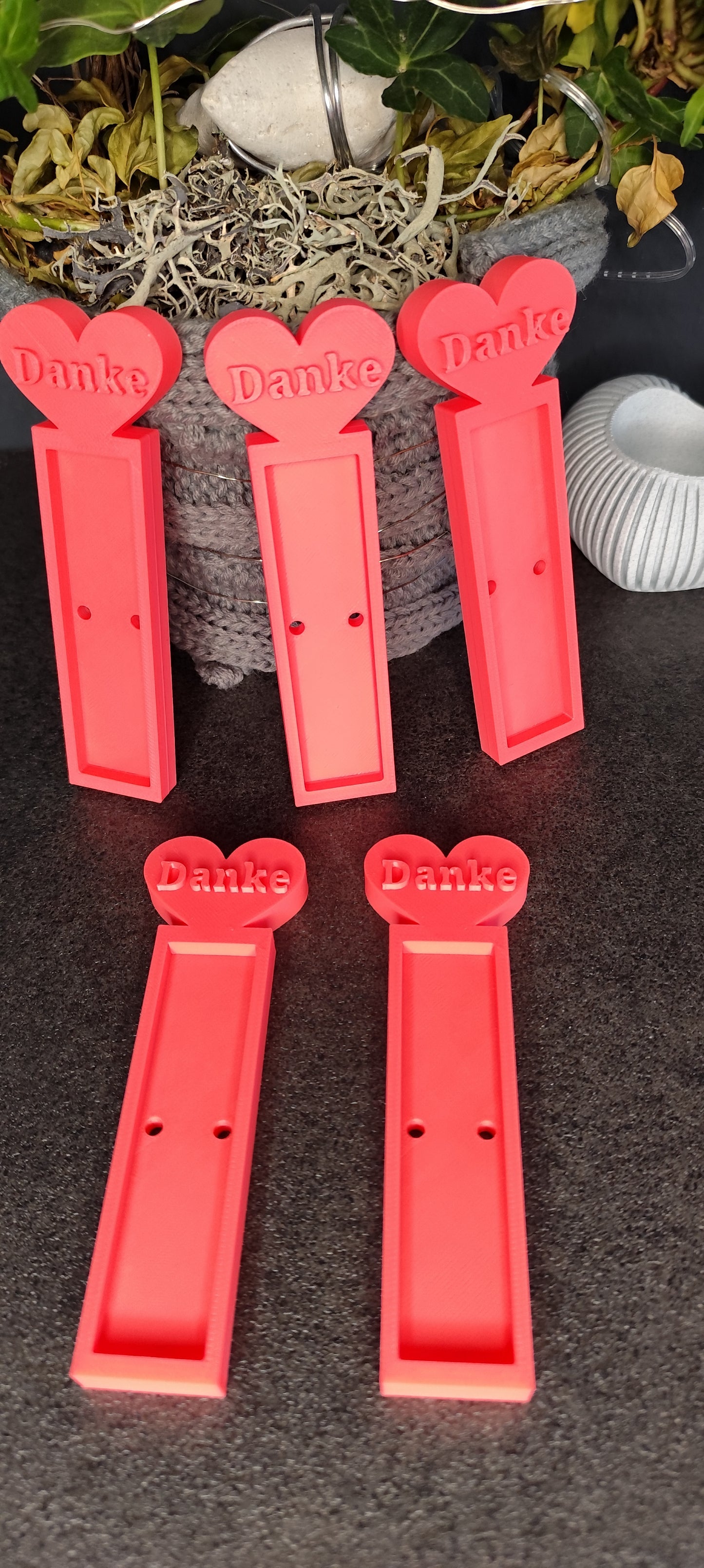 3D gedruckter Schokoriegelhalter „Danke“ mit Herz – Geschenkidee