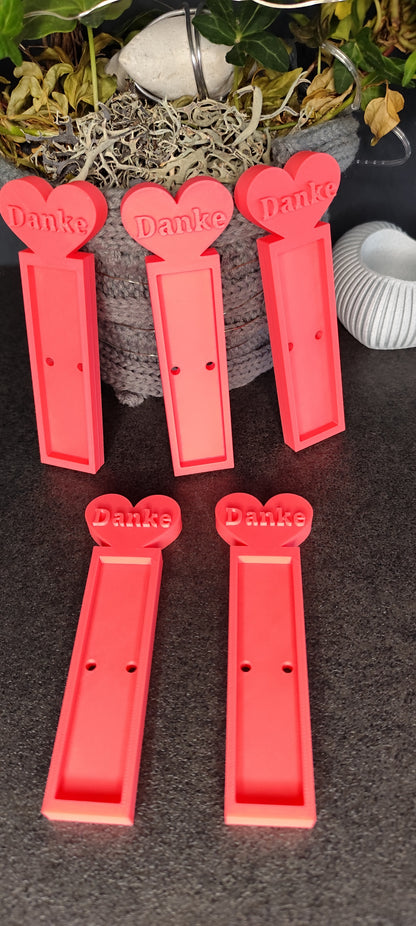 3D gedruckter Schokoriegelhalter „Danke“ mit Herz – Geschenkidee