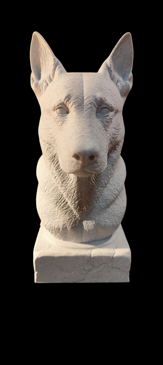3D gedruckte Malinois Büste – ca. 18 x 13 x 8 cm – PLA Kunststoff – Wunschfarbe möglich –