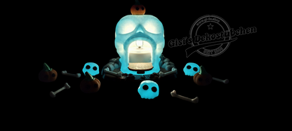 3D gedruckte Teelichthalter Totenkopfhaus