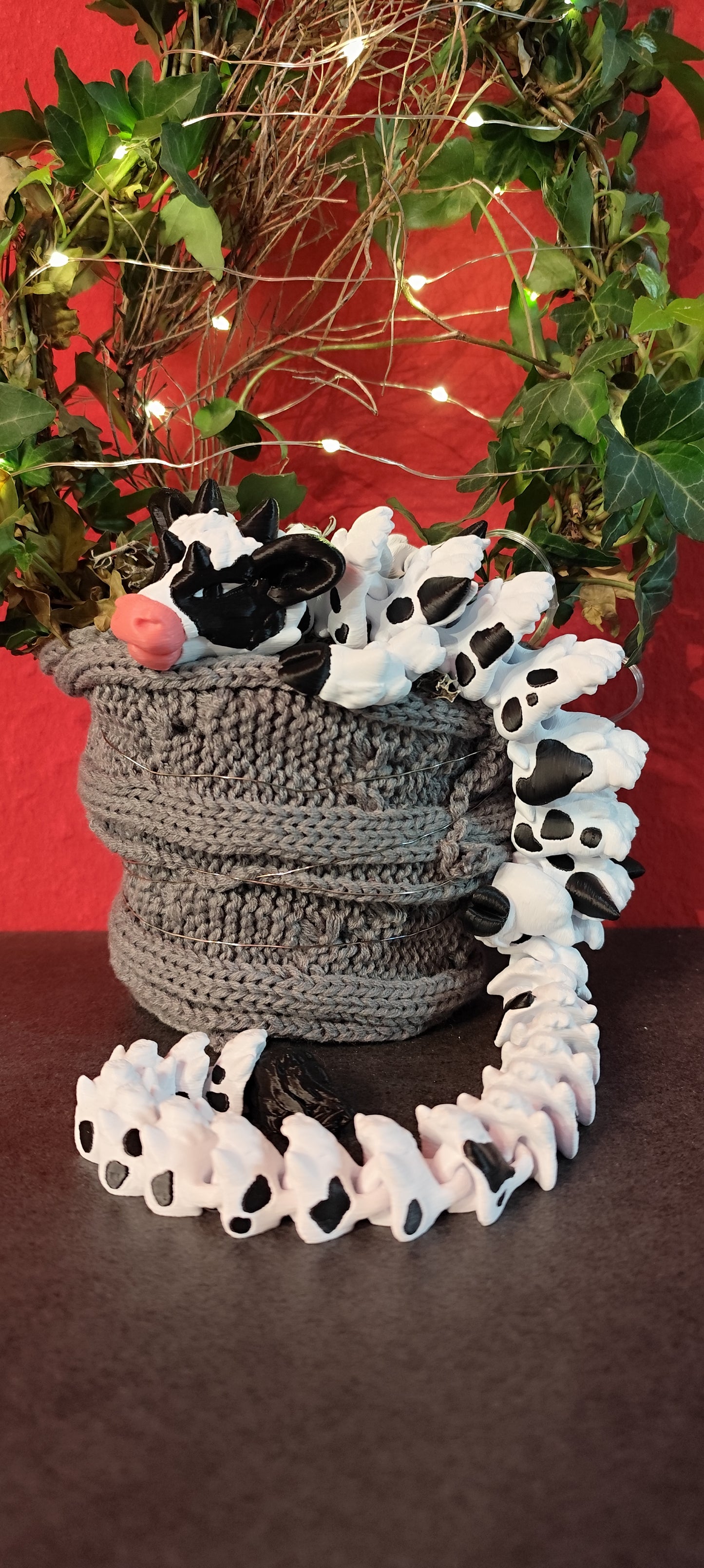 3D gedruckte flexible Kuh Mama XXL – 52 cm – bewegliche Dekofigur mit schwarzen Flecken – autorisierter Verkäufer von Cinderwings3D