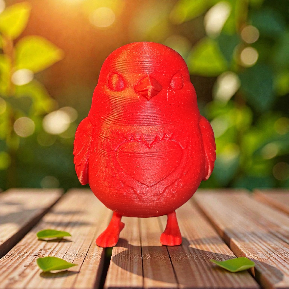 3D gedruckter Deko-Vogel mit Herz – liebevolles Design, Wunschfarbe möglich