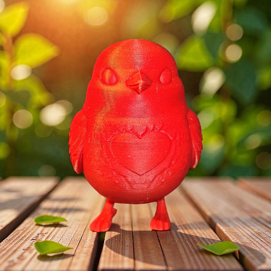 3D gedruckter Deko-Vogel mit Herz – liebevolles Design, Wunschfarbe möglich