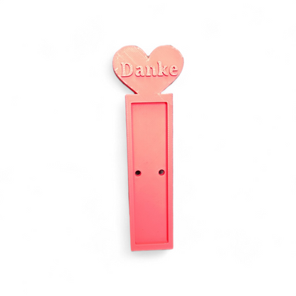 3D gedruckter Schokoriegelhalter „Danke“ mit Herz – Geschenkidee