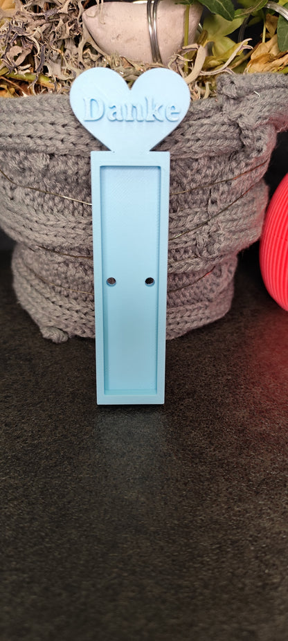 3D gedruckter Schokoriegelhalter „Danke“ mit Herz – Geschenkidee