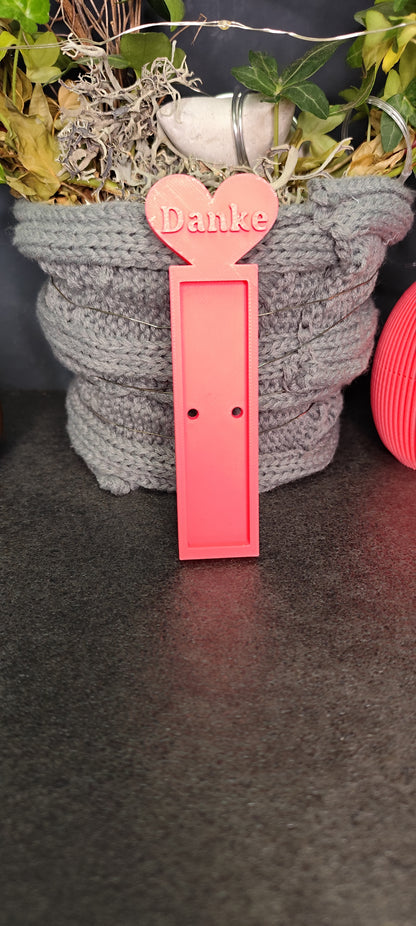 3D gedruckter Schokoriegelhalter „Danke“ mit Herz – Geschenkidee