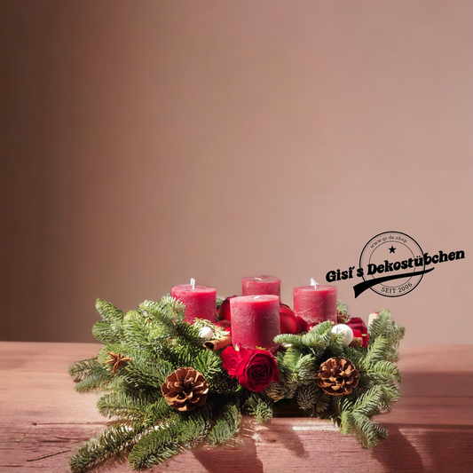 Adventskranz Rosenrot