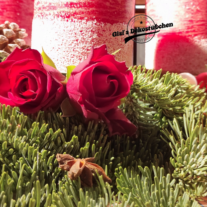Adventskranz Rosenrot