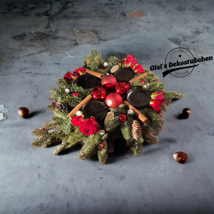 Adventskranz Rosenrot