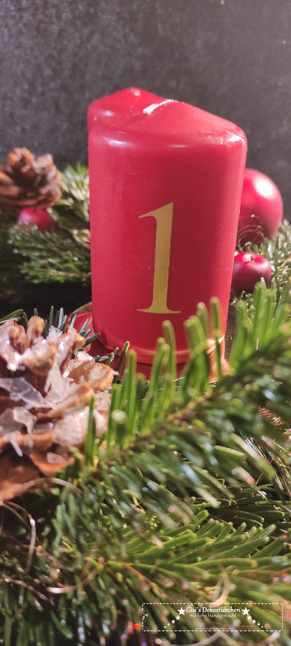 Adventskranz frisch gebunden Rot, Natur