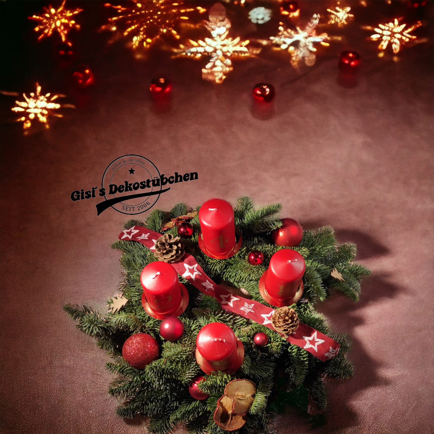 Adventskranz frisch gebunden Rot, Natur