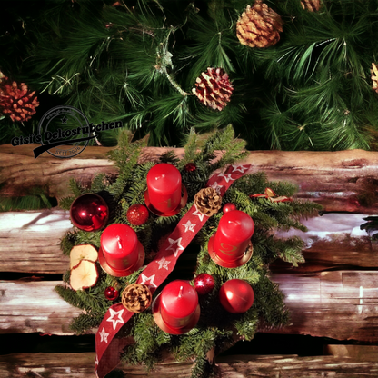 Adventskranz frisch gebunden Rot, Natur