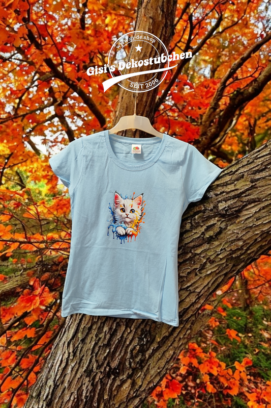 Aquarell cooles Katzen-Shirt, Geschenk