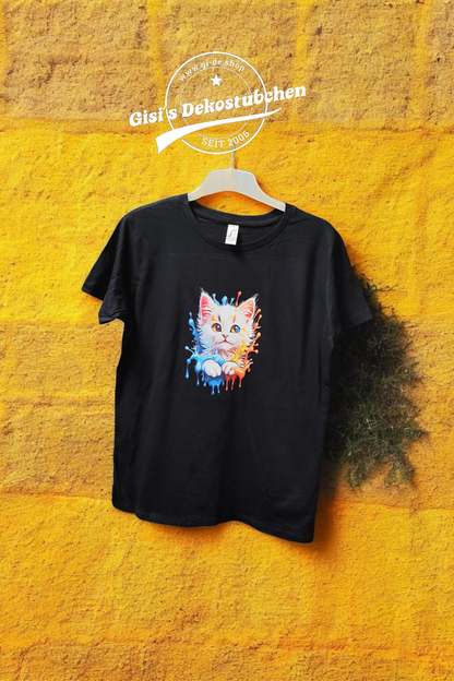 Aquarell cooles Katzen-Shirt, Geschenk