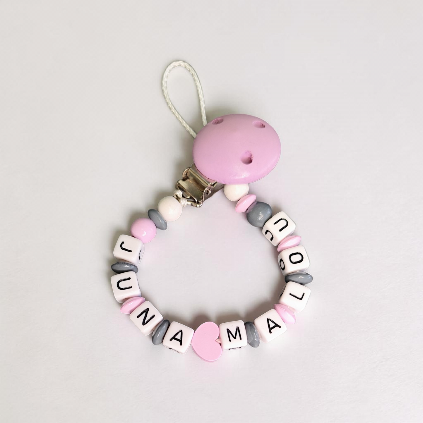 Baby Schnullerkette "Herz" Doppelname möglich