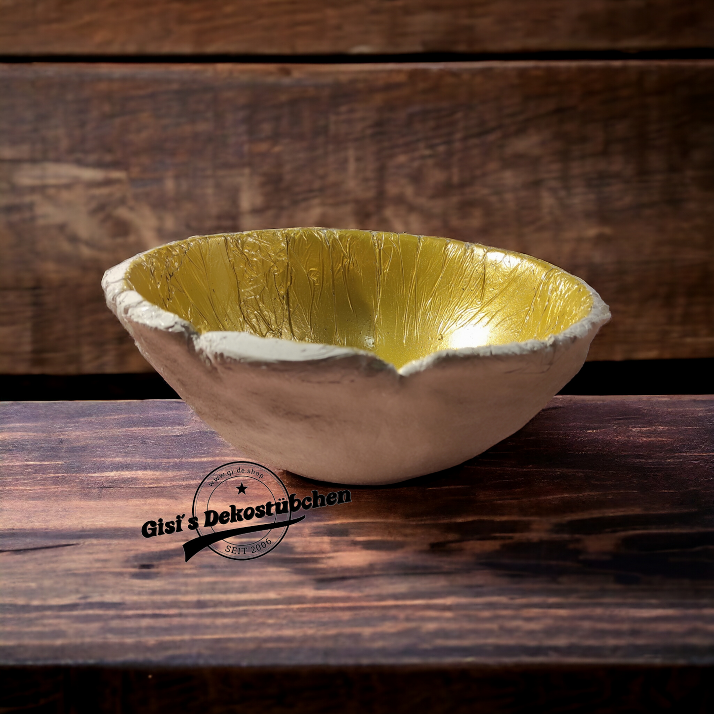 Beton DIY Lichtkugel Gold Teelichthalter