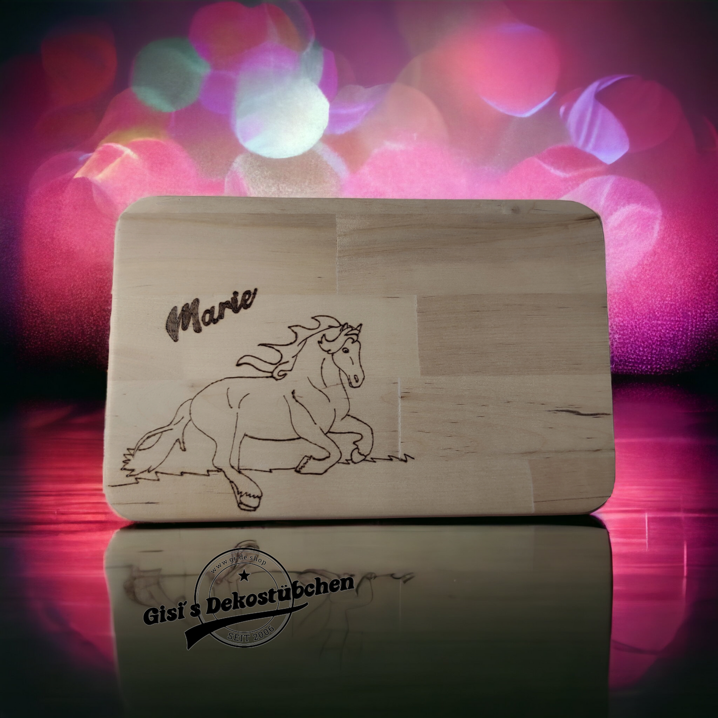 Brettchen mit Gravur Name Wunschmotiv Holz