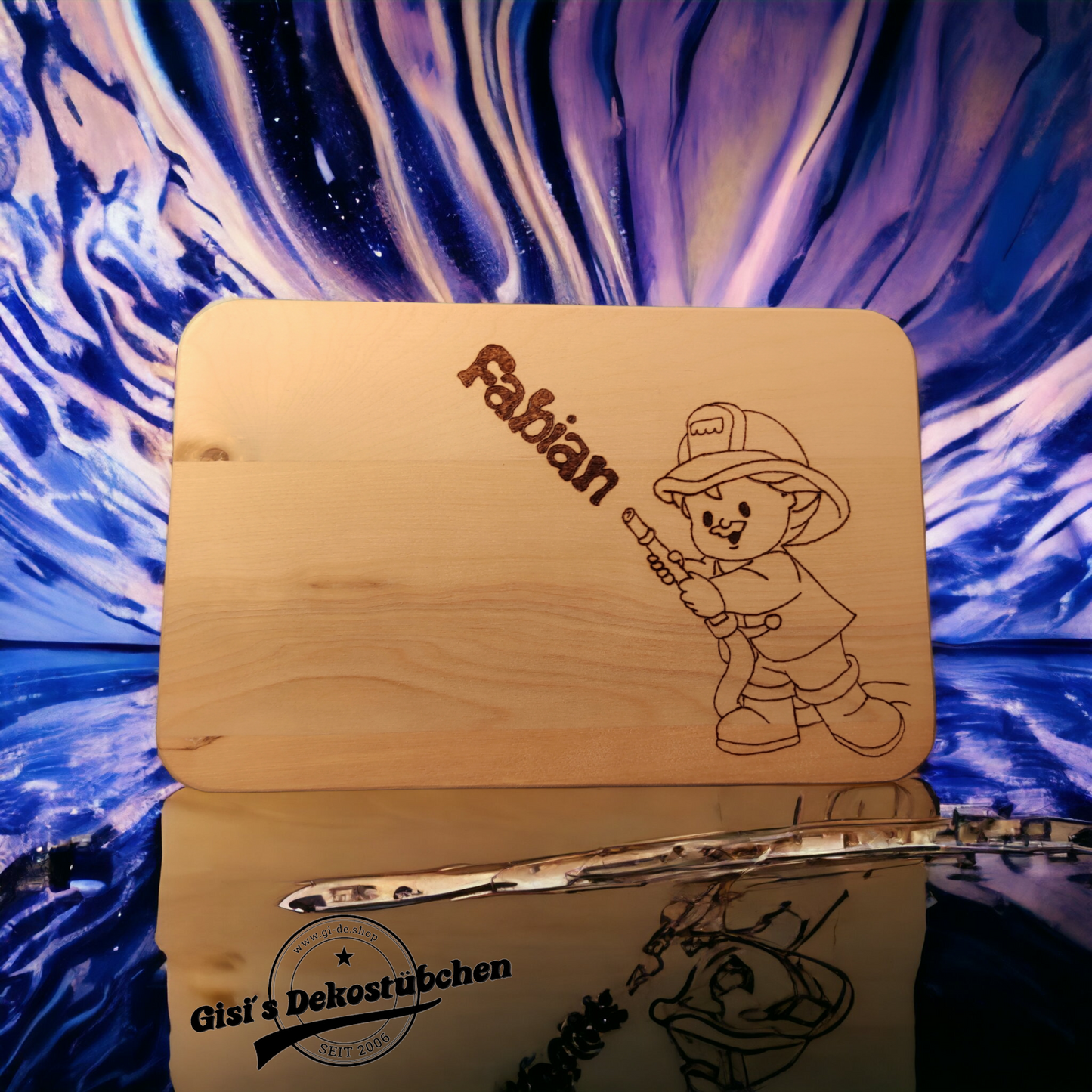 Brettchen mit Gravur Name Wunschmotiv Holz