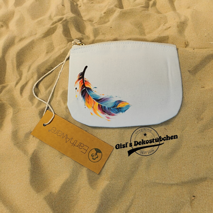 Bunte Feder Schminktasche, Accessoire Tasche, Feder Design Kosmetik Kulturtasche