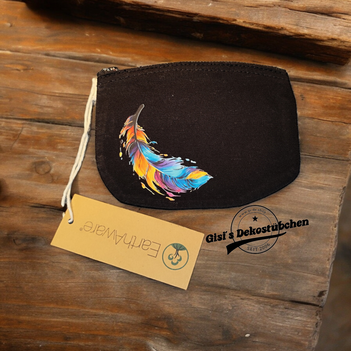 Bunte Feder Schminktasche, Accessoire Tasche, Feder Design Kosmetik Kulturtasche