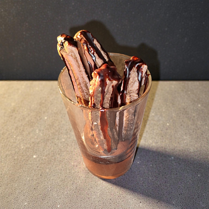 Churros Schoko Keks Kerze Sojawachs - Dessertkerze Haselnuss Schokolade 233g handgemacht