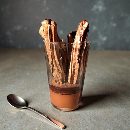 Churros Schoko Keks Kerze Sojawachs - Dessertkerze Haselnuss Schokolade 233g handgemacht