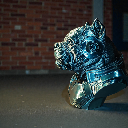 Cyber Bully Büste 3D Druck - Futuristische Skulptur mechanisch Sci-Fi Deko 16cm