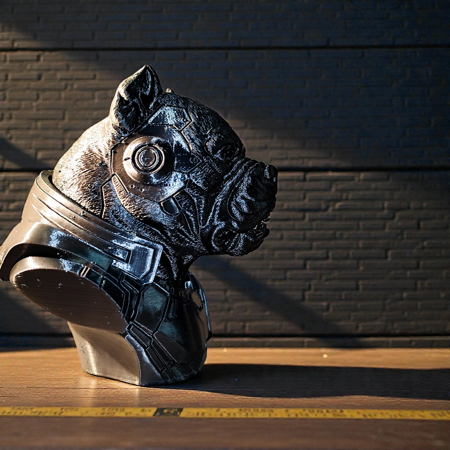 Cyber Bully Büste 3D Druck - Futuristische Skulptur mechanisch Sci-Fi Deko 16cm