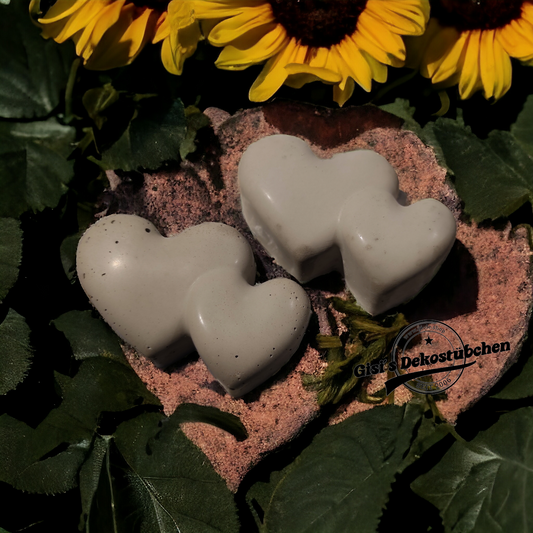 Deko Doppel Herz Beton Garten Herbst Grabschmuck Geschenk