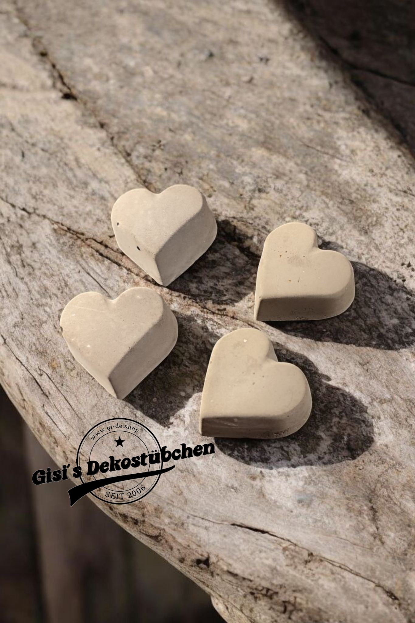 Deko Mini Herz Beton Garten Herbst Grabschmuck Geschenk