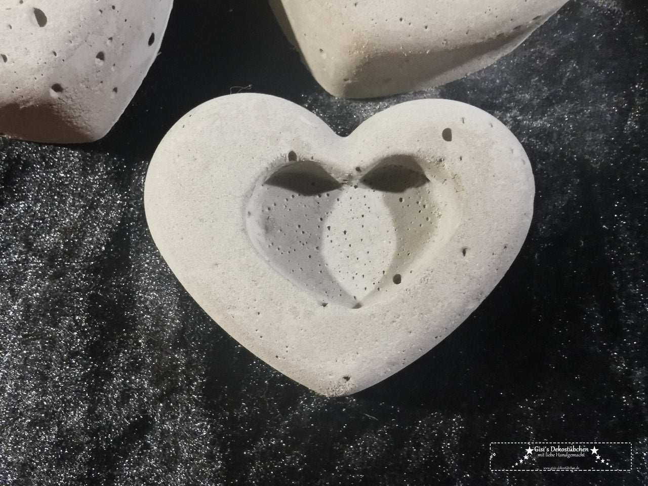 Deko Herz in Herz Beton Garten Herbst Grabschmuck Geschenk