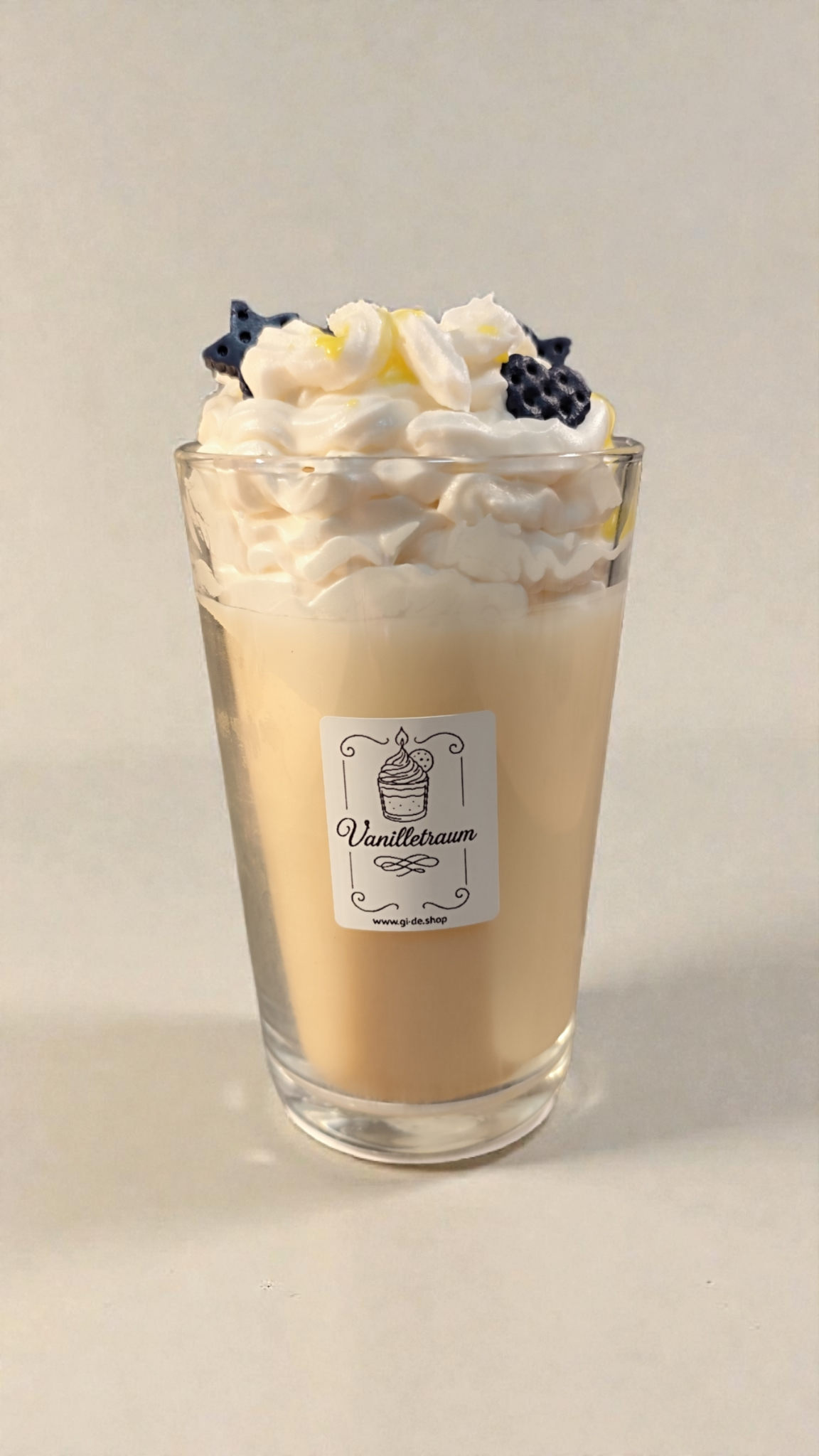 Dessertkerze Vanilletraum – Handgemachte Duftkerze aus Sojawachs im Glas, wählbar in Wunschduft