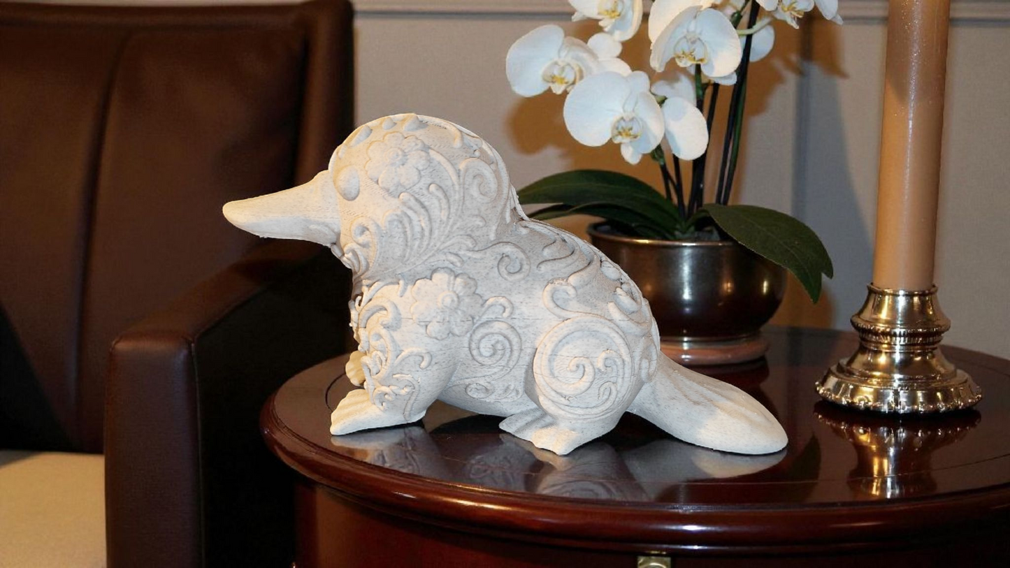 Elegantes 3D-gedrucktes Schnabeltier mit Ornamenten  Wunschfarbe  Cinderwing3D