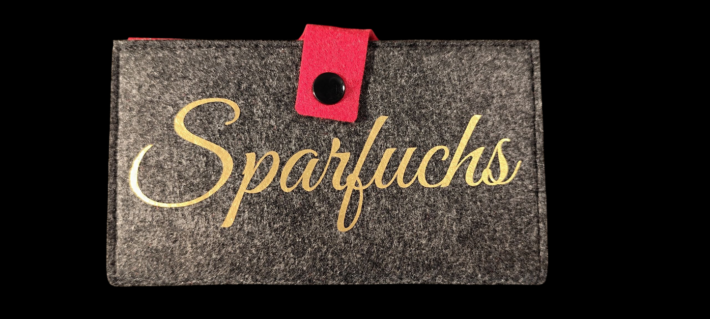 Filz Portemonnaie 16,3 x 9,5 cm – nach deinen Wünschen – 4 Innenfarben – Kartenfächer & Münzfach