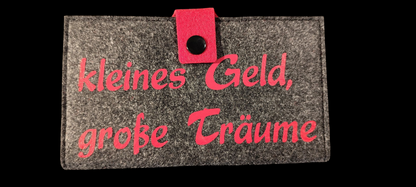 Filz Portemonnaie 16,3 x 9,5 cm – nach deinen Wünschen – 4 Innenfarben – Kartenfächer & Münzfach