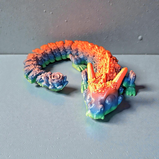 Flexi Rosen Drache 3D Druck – Beweglicher Drachen mit Rosenmuster aus PLA