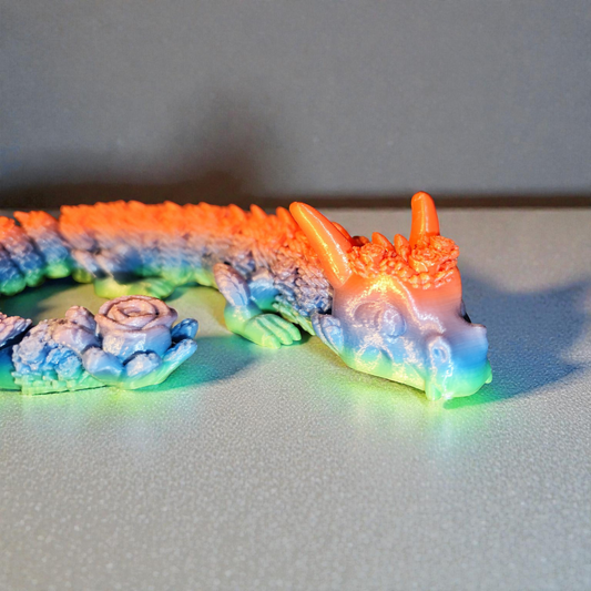Flexi Rosen Drache 3D Druck – Beweglicher Drachen mit Rosenmuster aus PLA
