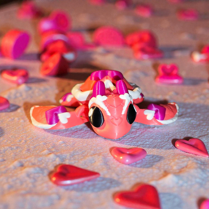 Flexi Valentinstags-Schildkröte mit Herzdesign – bewegliche 3D Druck Deko