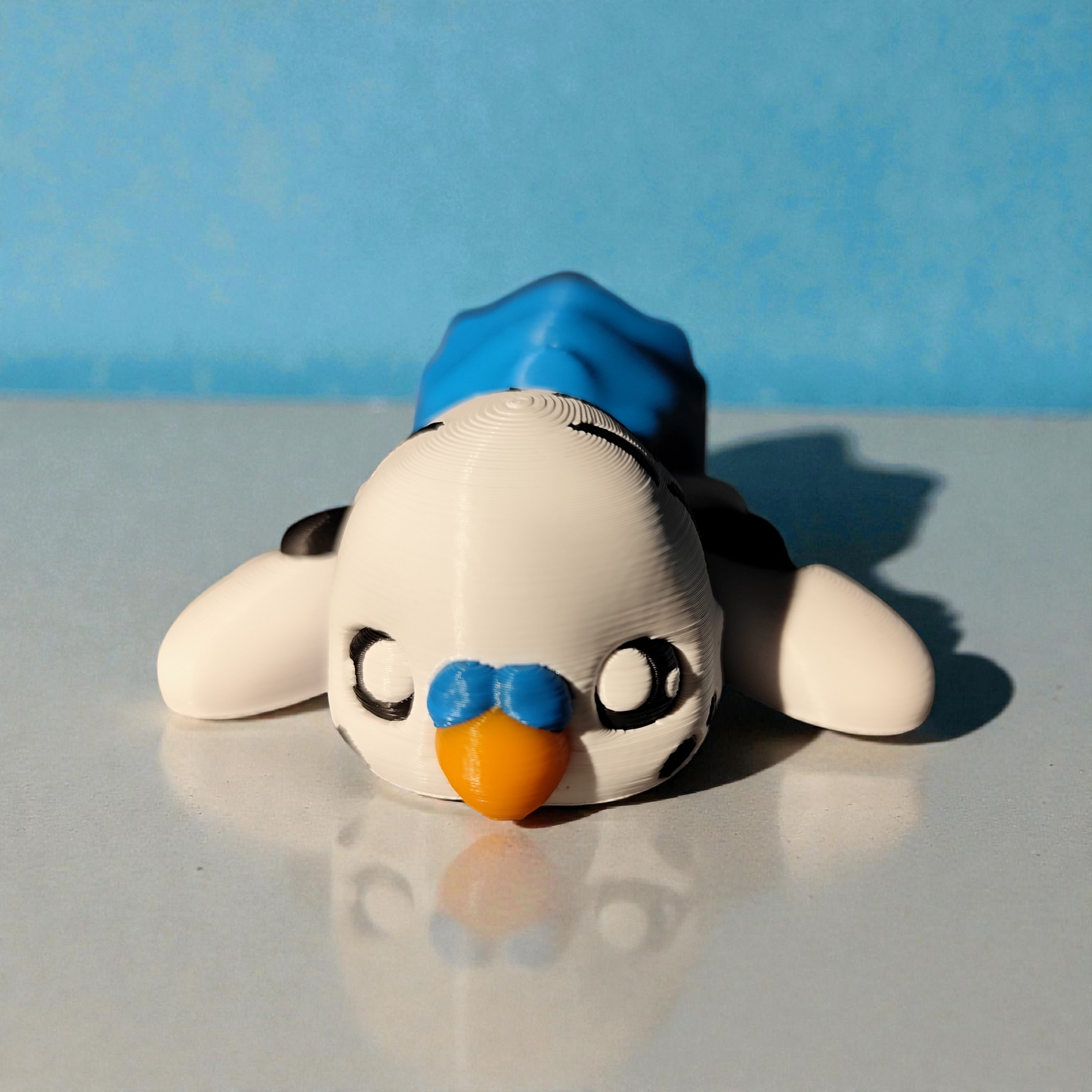 Flexi Wellensittich 3D Druck – Süßer beweglicher Deko-Vogel in Blau – Geschenkidee für Vogel-Fans