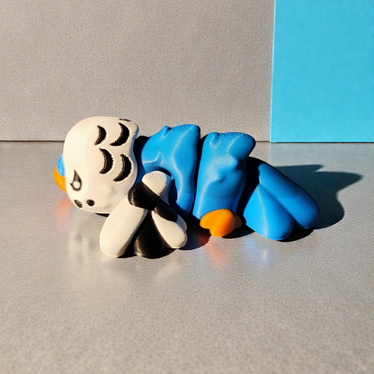 Flexi Wellensittich 3D Druck – Süßer beweglicher Deko-Vogel in Blau – Geschenkidee für Vogel-Fans