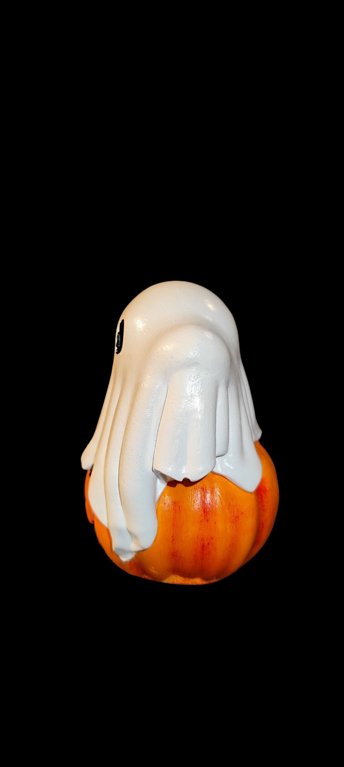 Geist auf Kürbis aus Keramik Halloween Herbst Gruselige Dekoration Handbemalt
